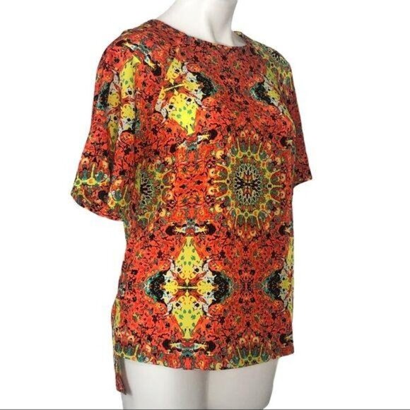 Kut From The Kloth NWT Kaleidoscope Print Short Sleeve Top S Bright Multicolor - Picture 3 of 10